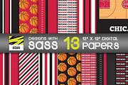 Chicago, Bulls Basketball Pattern, a Pattern Graphic by Designs With Sass (Thumbnail 1 of 2)