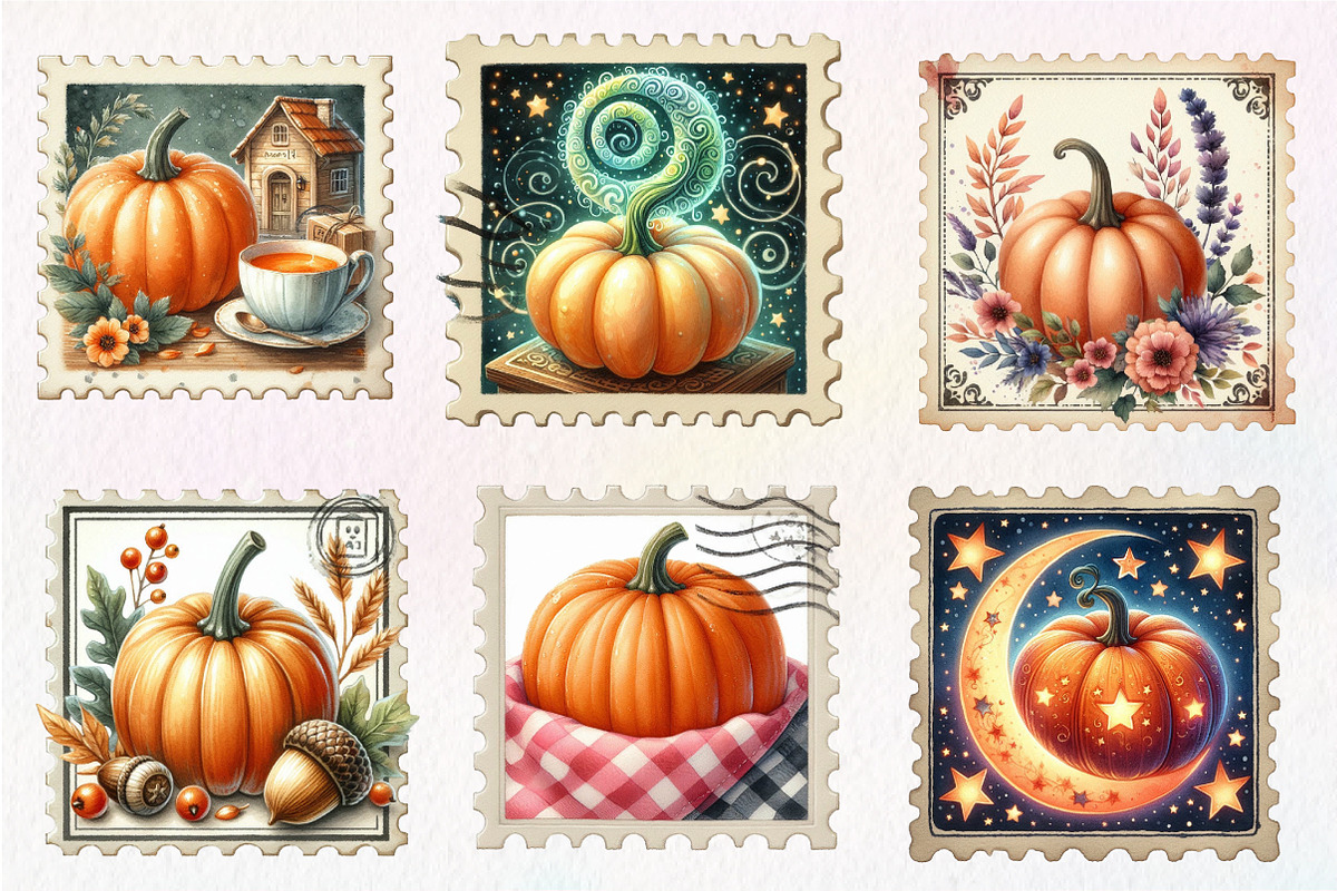 Pumpkin Postage Stamp Clipart, an Illustration by CreationArt (Photo 4 of 5)