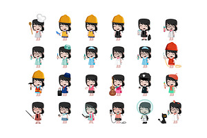24 x Professions Vector little Girls