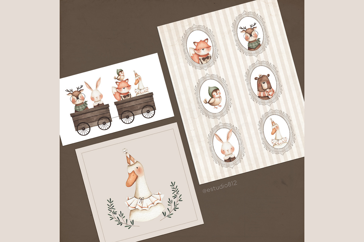 Vintage Little Forest watercolor set, an Animal Illustration by Estudio 812 (Photo 8 of 8)