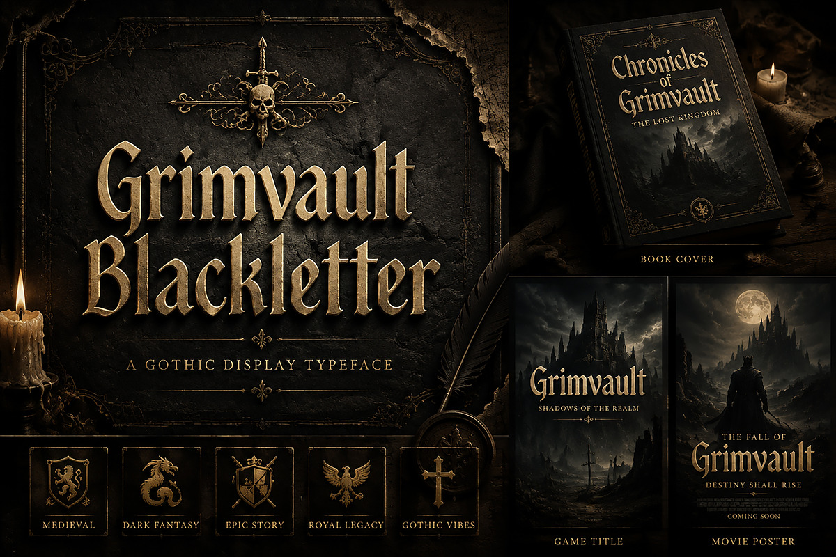 Grimvault Blackletter, a Blackletter Font by Wow Magic (Photo 4 of 4)