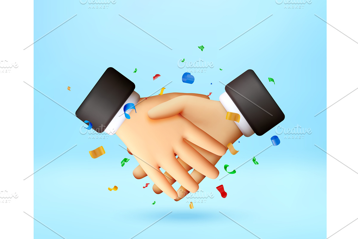 3D Two handshaking businessman hands, a Person Illustration by Abscent