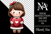 Whimsical Valentine Girls Cliparts, a Person Illustration by RobertsArt (Thumbnail 2 of 6)