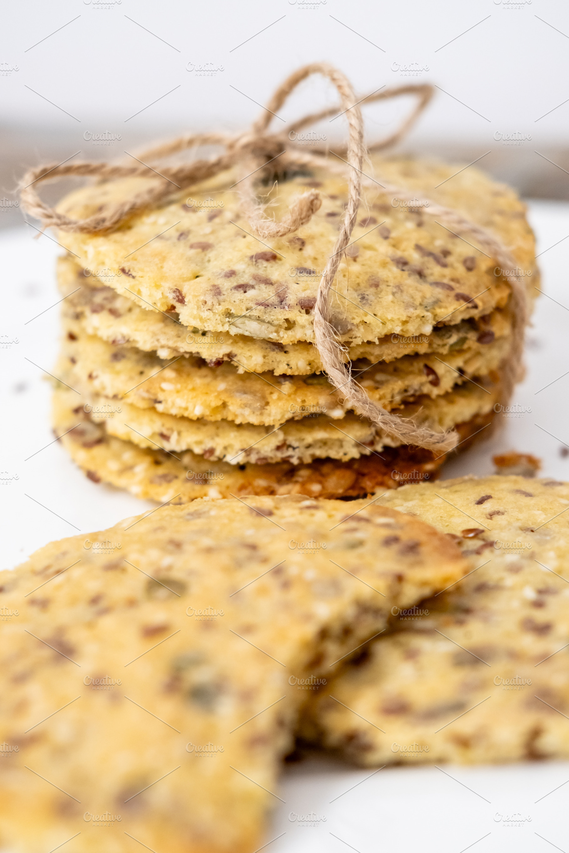 Homemade pastry organic food seeds cookies plate, a Food & Drink Photo by Photo Drive Studio