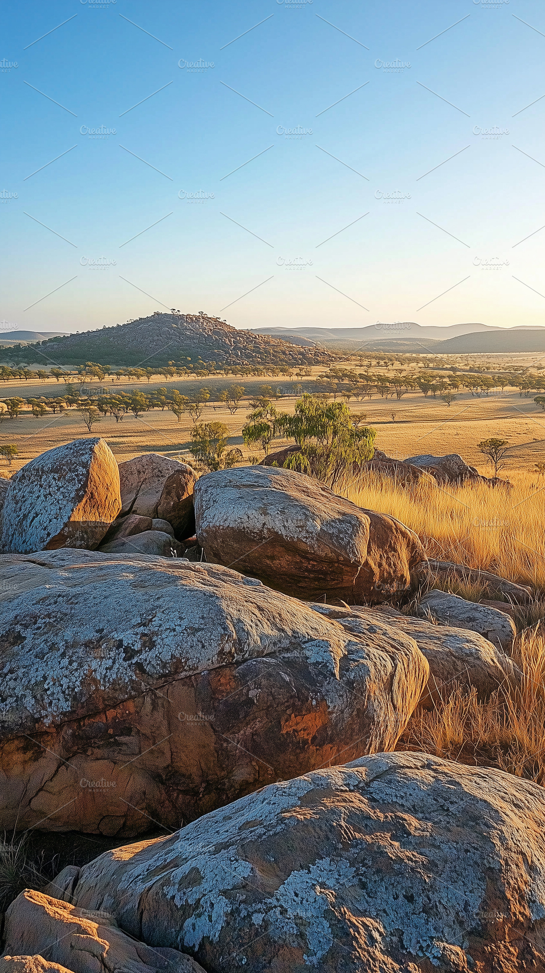 Rocks on a desert with a view on a, a Nature Photo by MistyDay