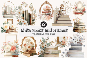 Watercolor White Books and Frames, a Seasonal Illustration by Designworld