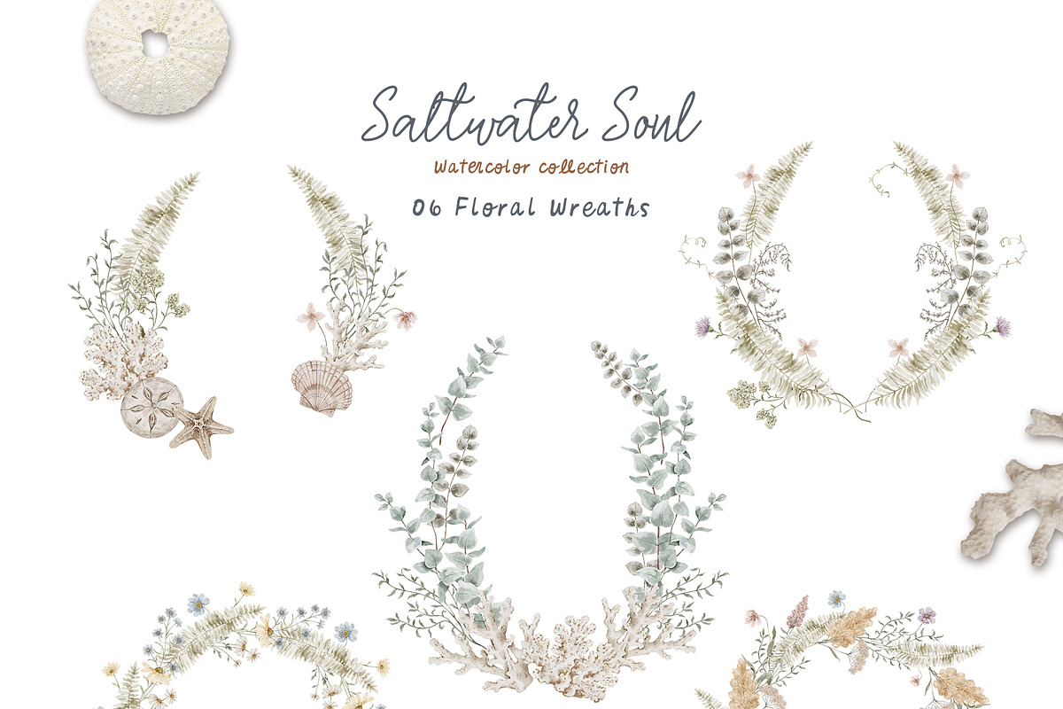 SALTWATER SOUL watercolor clipart, a Decorative Illustration by long summer (Photo 7 of 15)