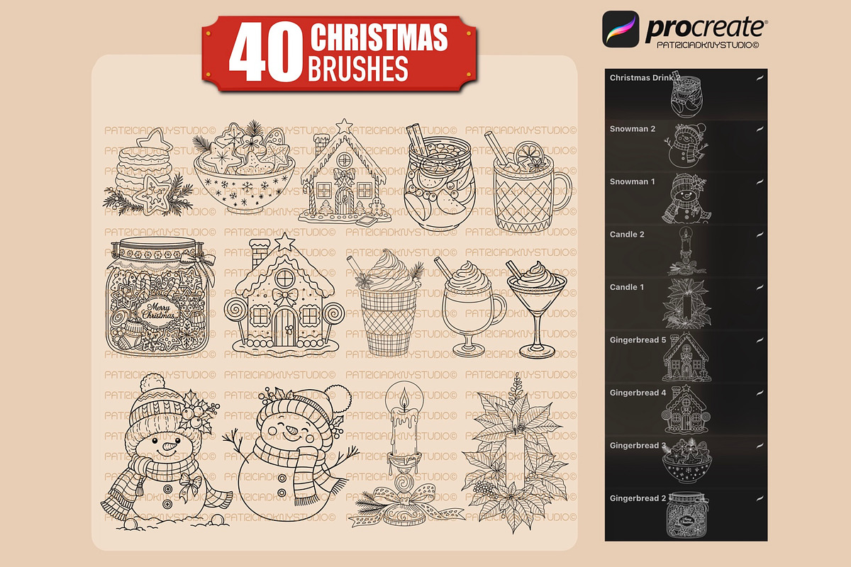 Christmas brushes for Procreate, a Brush Add-On by PDknyStudio (Photo 4 of 5)