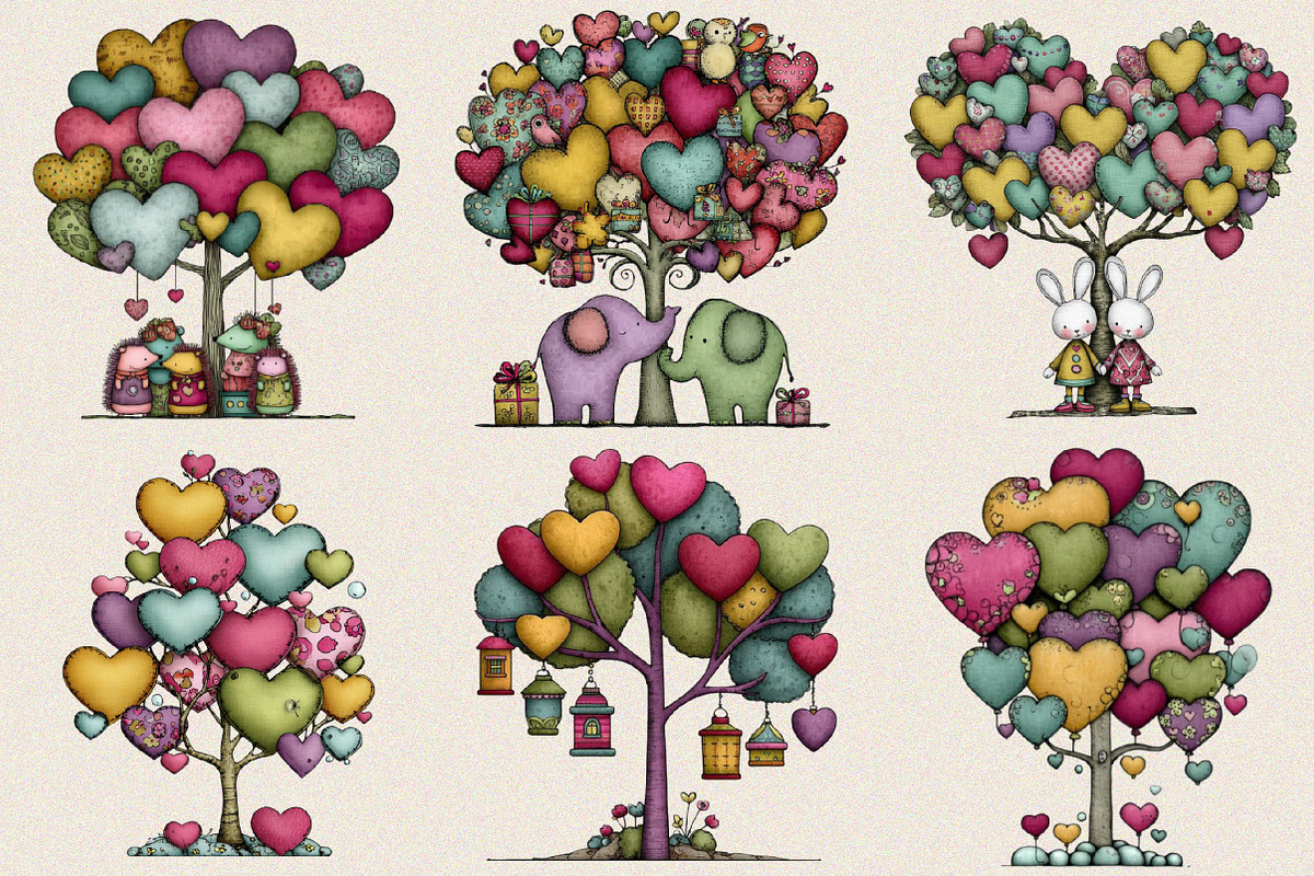 Whimsical Valentines Day Heart Tree, an Illustration by SVGArt (Photo 6 of 8)
