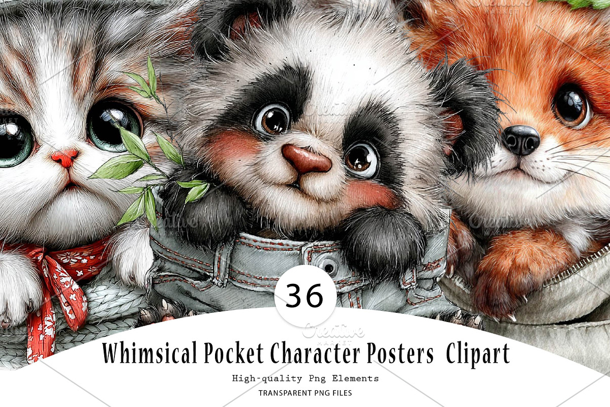 Whimsical Pocket Character Posters, a Seasonal Illustration by CreationArt (Photo 1 of 7)