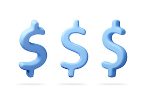 Three blue dollar signs as 3d, an Object Illustration by Abscent