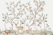 Woodland Chinoiserie Pattern scene, a Wallpaper Graphic by Grace Noboa Illustrations (Thumbnail 6 of 14)