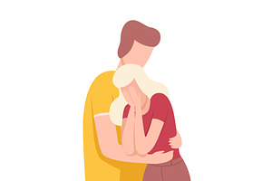 Young Man Hugging Crying Girl, a Person Illustration by TopVectors