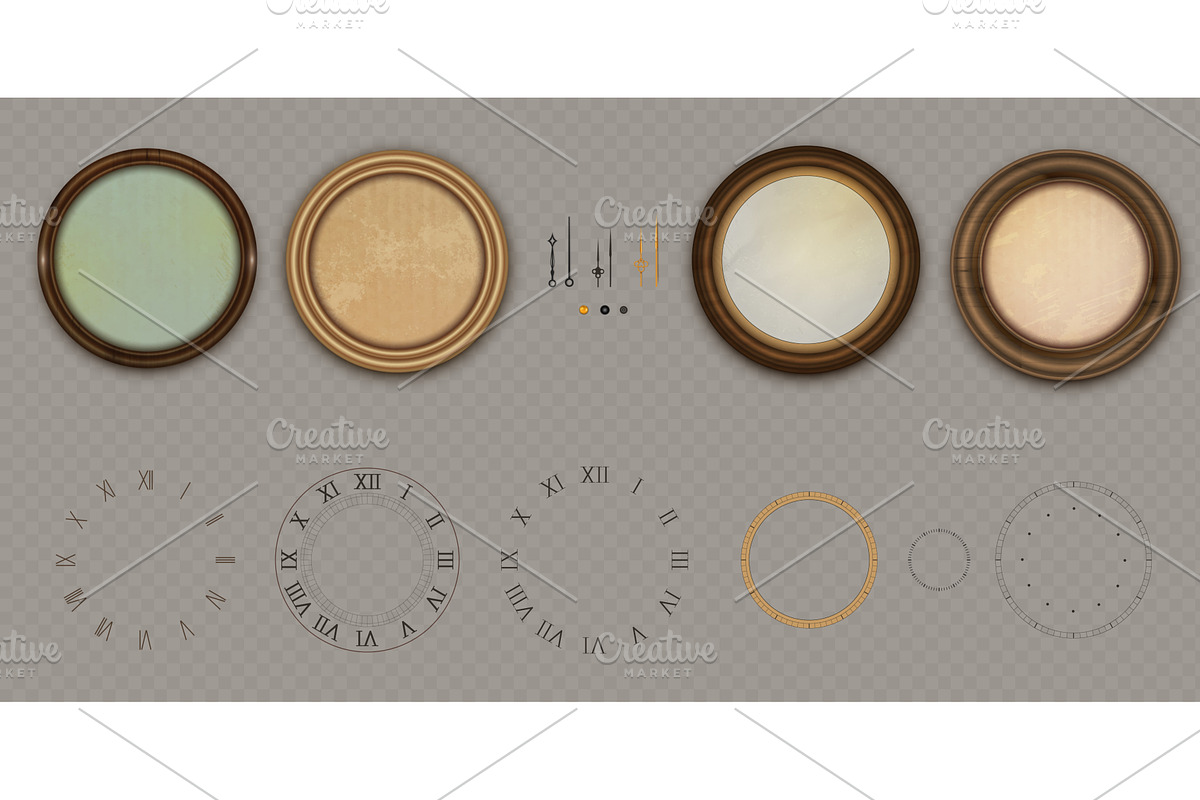 Vintage clock face creation kit, an Object Illustration by art PVP - market