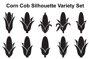 Fresh Corn Cob Silhouette Set
