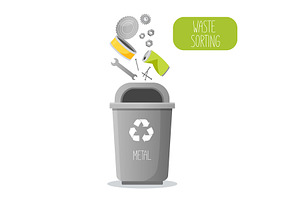 Zero waste concept. Metal garbage, an Illustration by Elen_Art