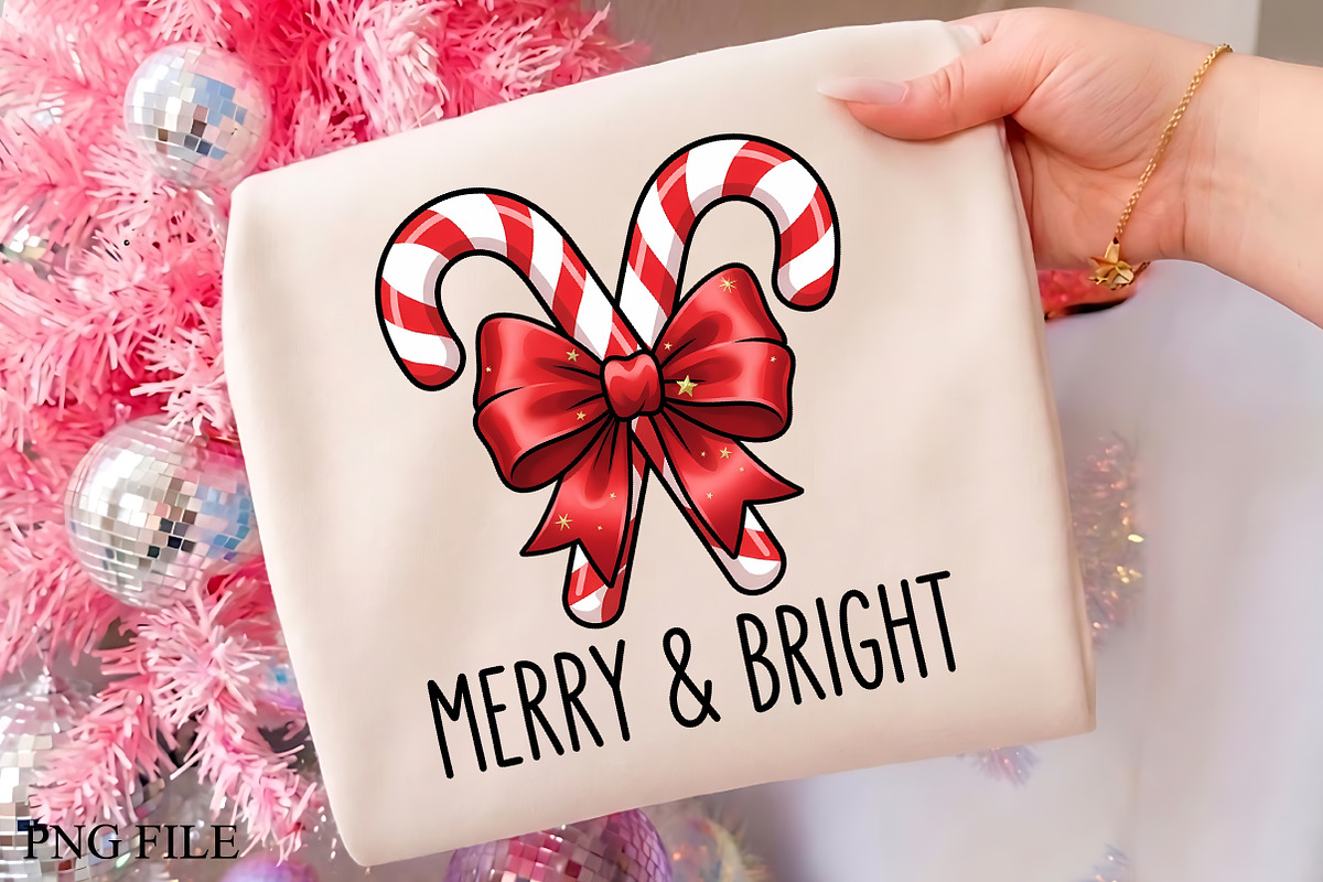 Merry And Bright Candy Cane PNG, a Seasonal Illustration by CrexoraLab (Photo 1 of 4)