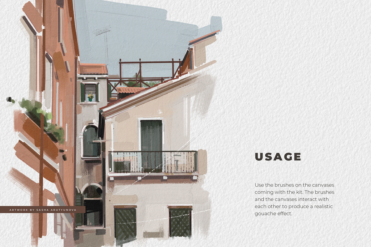 Procreate Gouache Brush Set & Paper, a Brush Add-On by Katsia Liat (Jazwinska) (Photo 6 of 9)