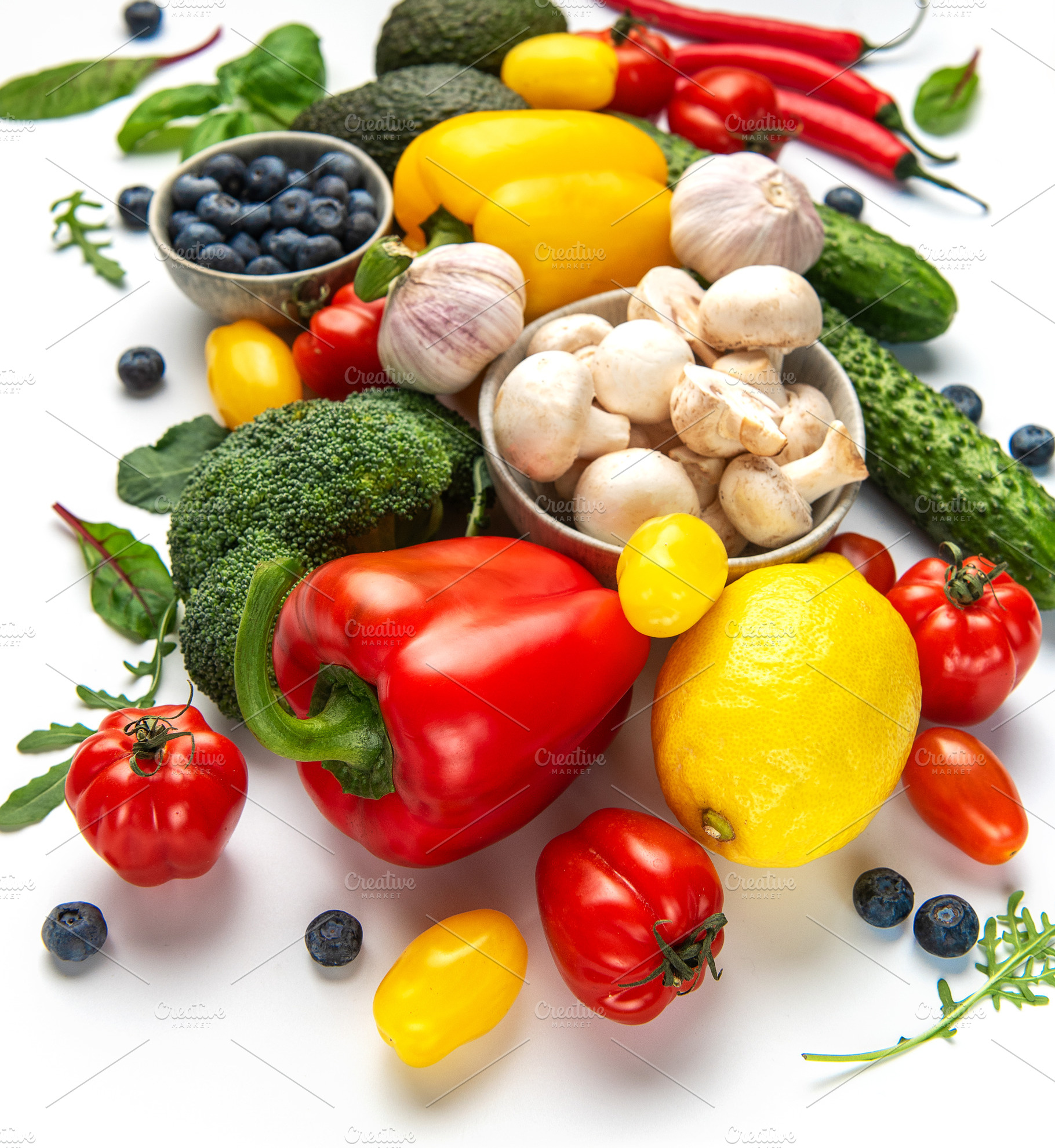 Colorful fresh organic fruits and vegetables for healthy eating, a Food & Drink Photo by Olena Rudo