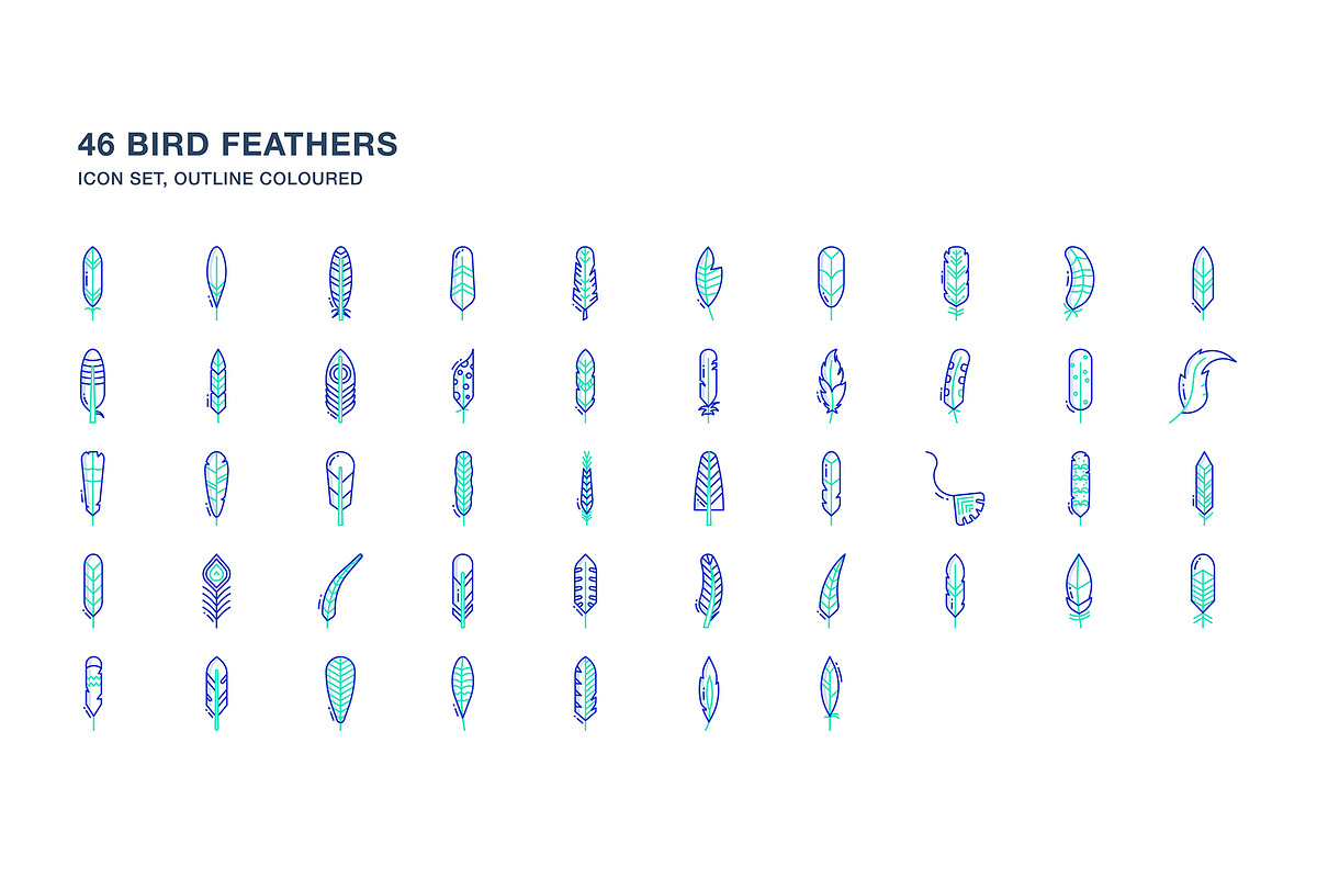 Bird feathers icon set, an Icon by Icongeek26 (Photo 6 of 6)