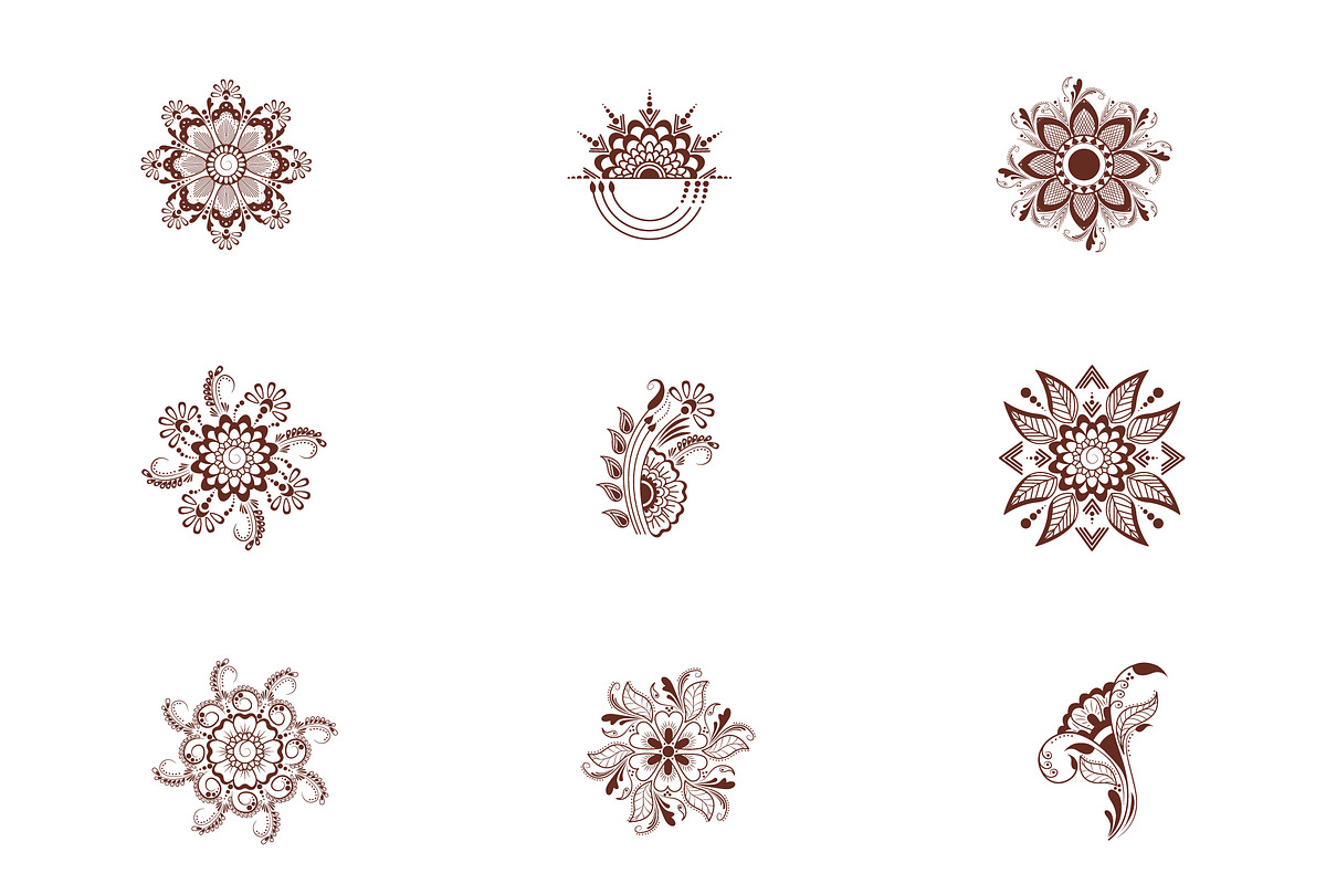 Tattoo Mehndi Illustration Set