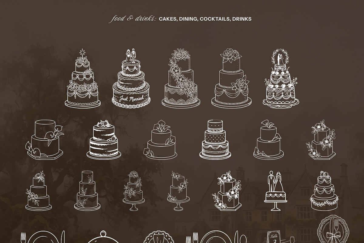 277 Hand Drawn Wedding Icons, an Object Graphic by OliaMuseDesign (Photo 3 of 8)