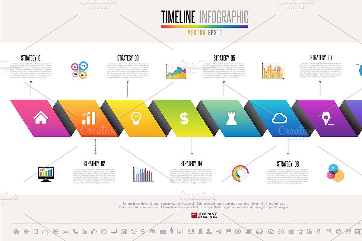 Timeline Infographic Template set 12, a Presentation Template by Paperboxshop (Photo 2 of 3)