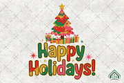 Happy Holidays Christmas Clipart PNG, an Illustration by Craft Nest (Thumbnail 1 of 6)