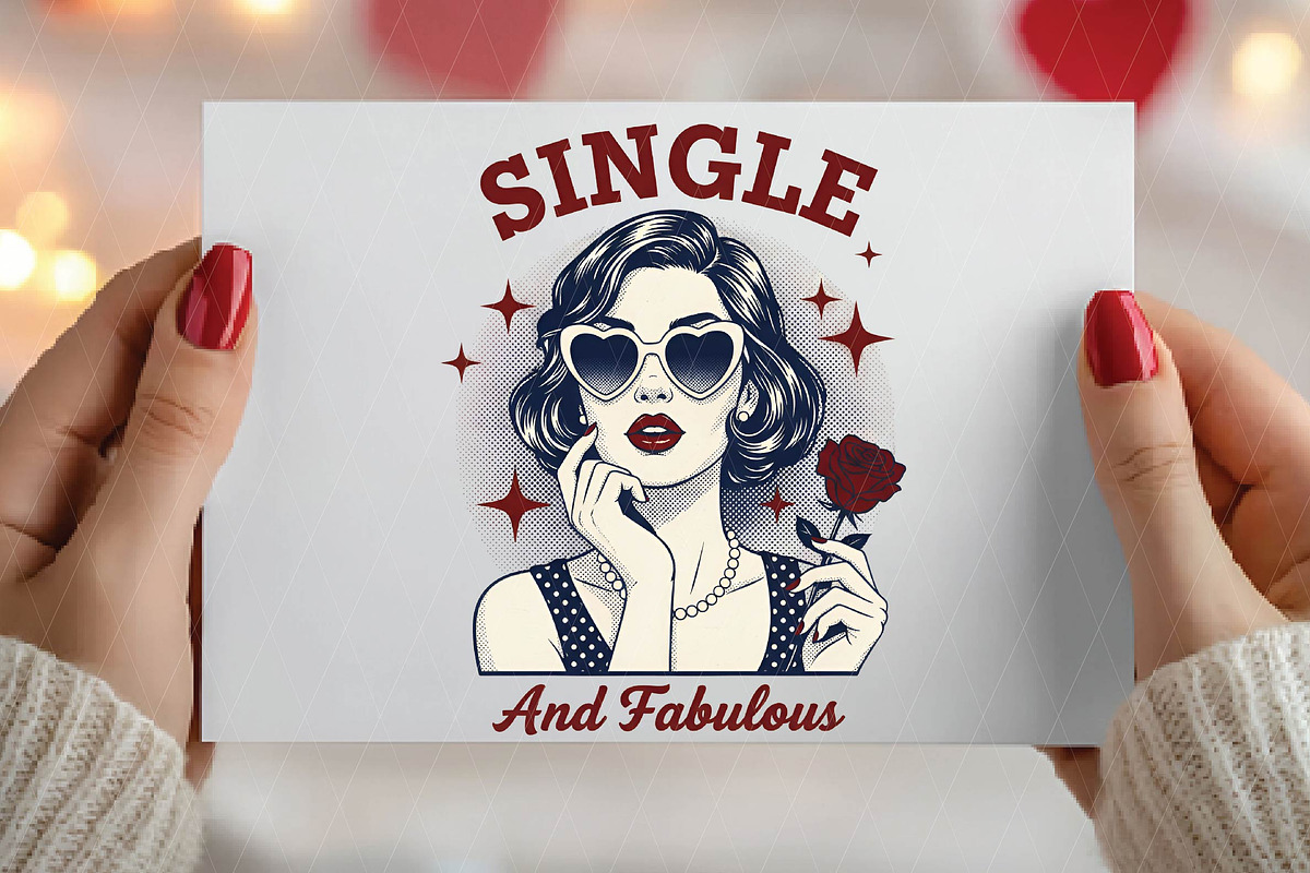 Single Retro Girl Valentine PNG, an Illustration by DreamPrint404 (Photo 8 of 8)