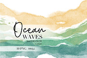 Summer Beach Clipart. Ocean clipart., a Texture Illustration by NKTKNS (Thumbnail 1 of 7)