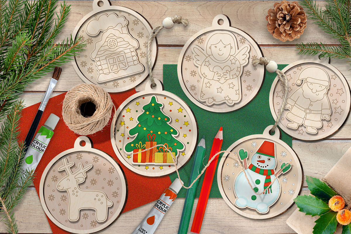 Christmas Ornaments Glowforge Laser, an Object Graphic by Anna Druzhkova (Photo 8 of 9)