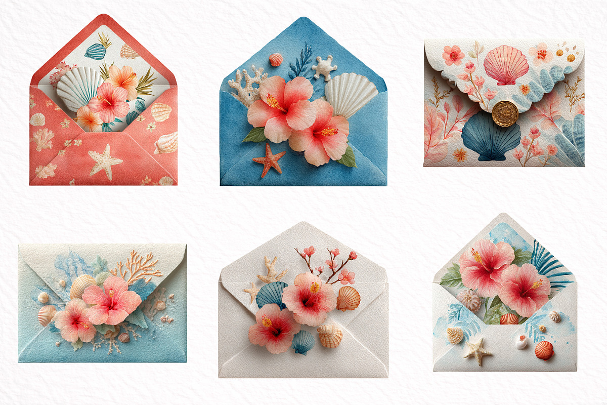 Whimsical Summer Envelope Clipart, an Illustration by DreamArtGraphic (Photo 2 of 8)