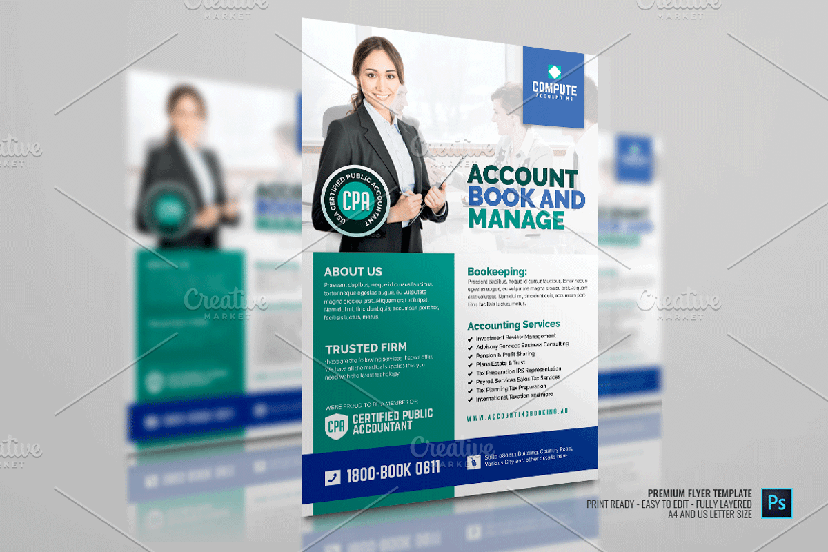 Accounting and Bookkeeping Services, a Flyer Template by PSDPixel