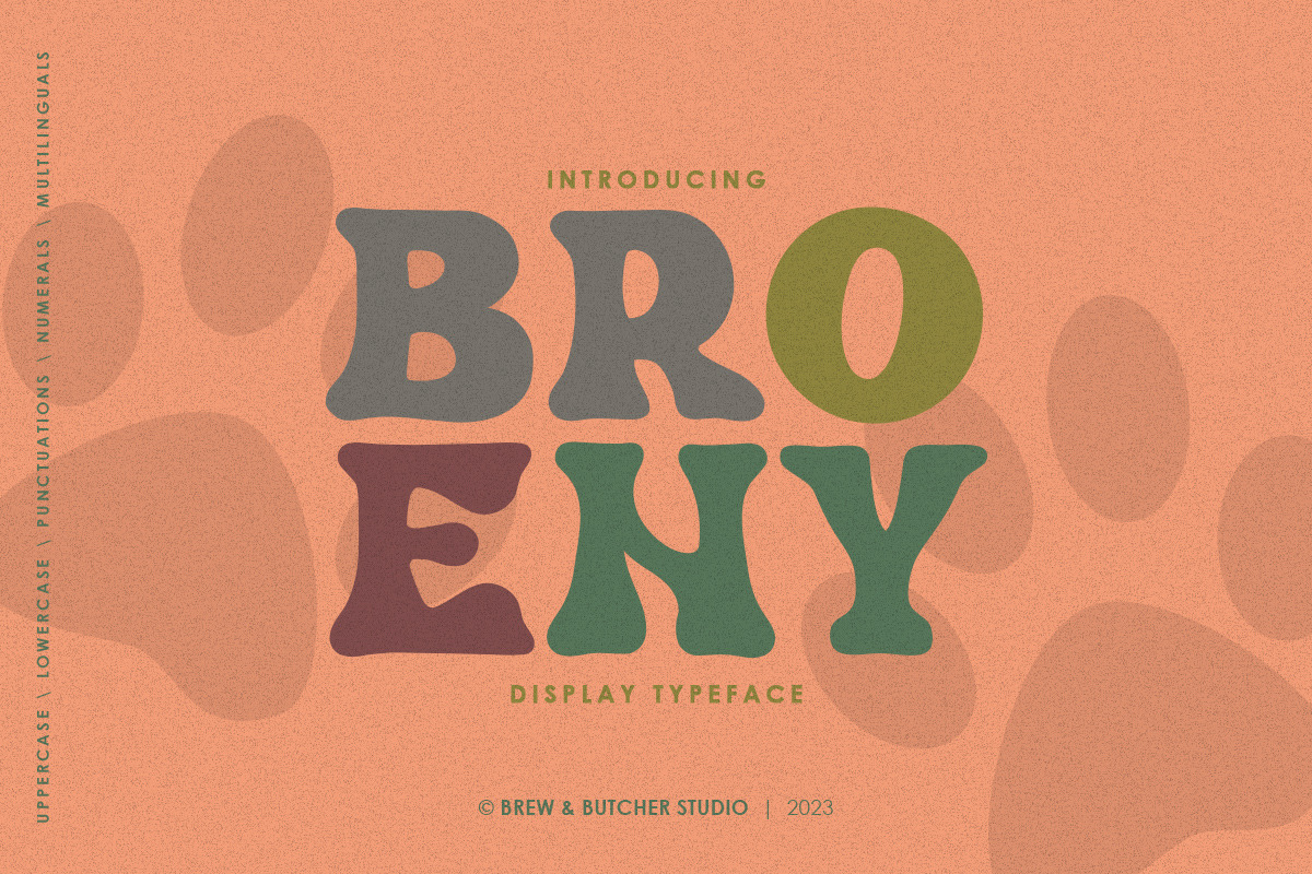 Broeny | Display Typeface, a Sans Serif Font by Brew & Butcher Studio (Photo 1 of 8)