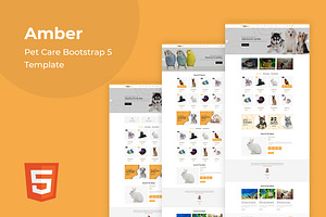 Pet Care Bootstrap Template - Amber