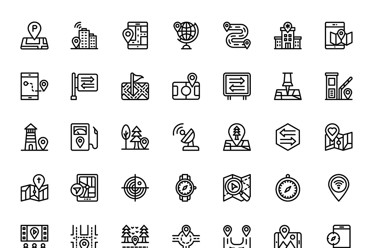 Location Maps Linear Icons, an Outline Icon by Brickclay (Photo 5 of 5)