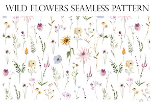 Wild Flowers Seamless Pattern