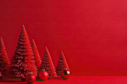Christmas red background with Christ, a Photo by SaroStock