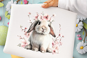 Watercolor Floral Bunnies Clipart, an Illustration by GatewayDesign (Thumbnail 3 of 5)