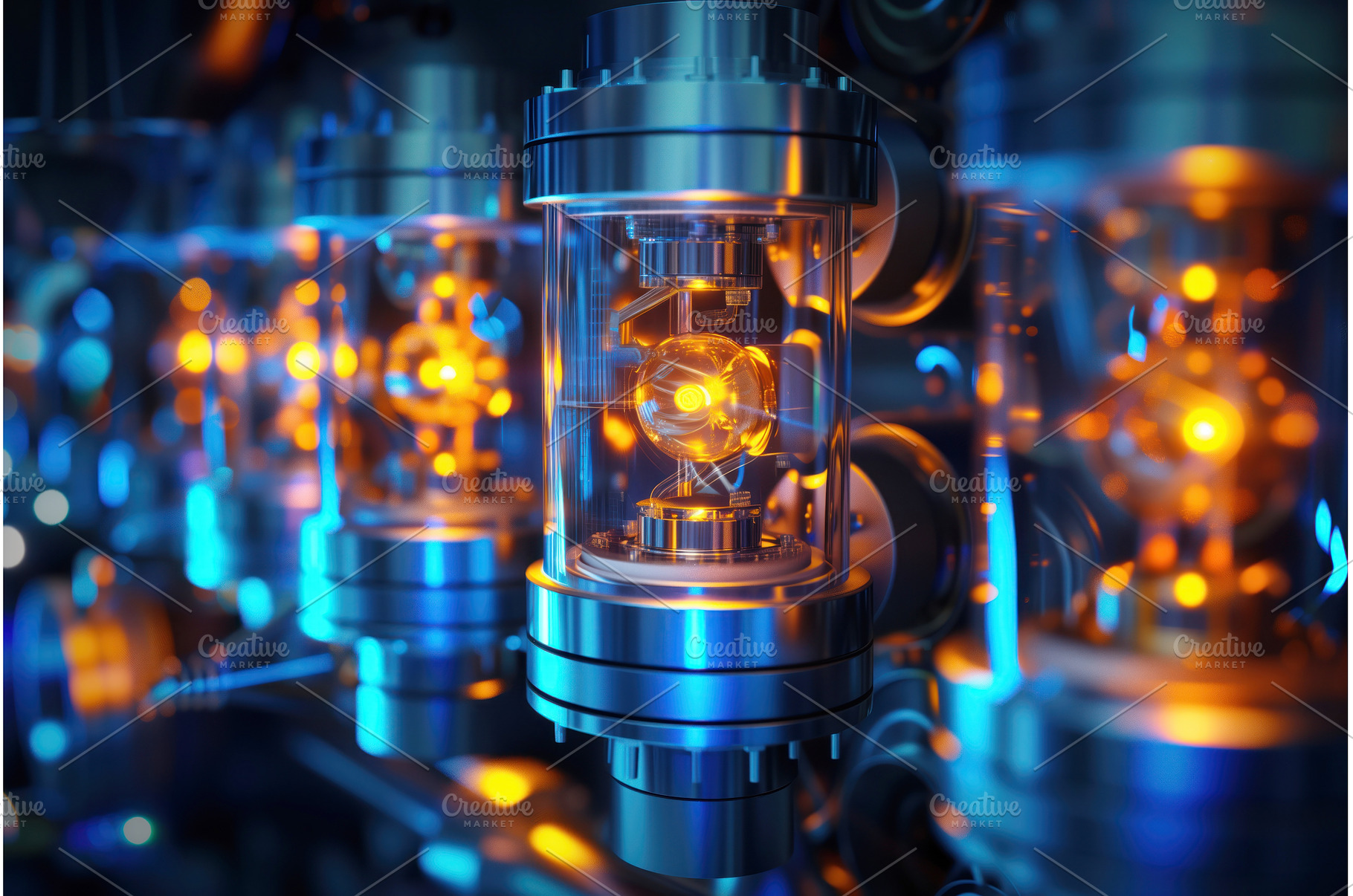 An intricate display of glowing, an Industrial Photo by Ungvar Studio
