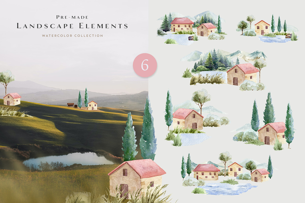 Botanical Watercolor Clipart Set, a Decorative Illustration by AnitaPol (Photo 12 of 21)