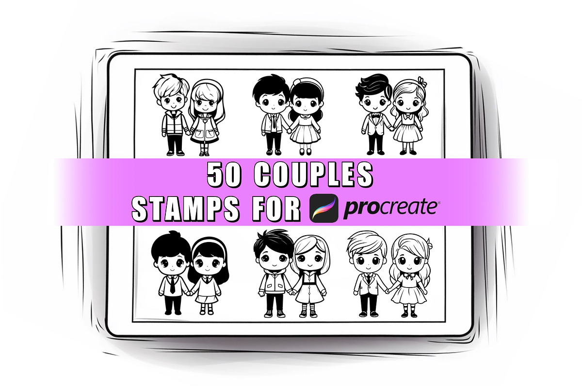 50 Couples Procreate Stamps Brushes, a Brush Add-On by Procreate Sale (Photo 1 of 6)