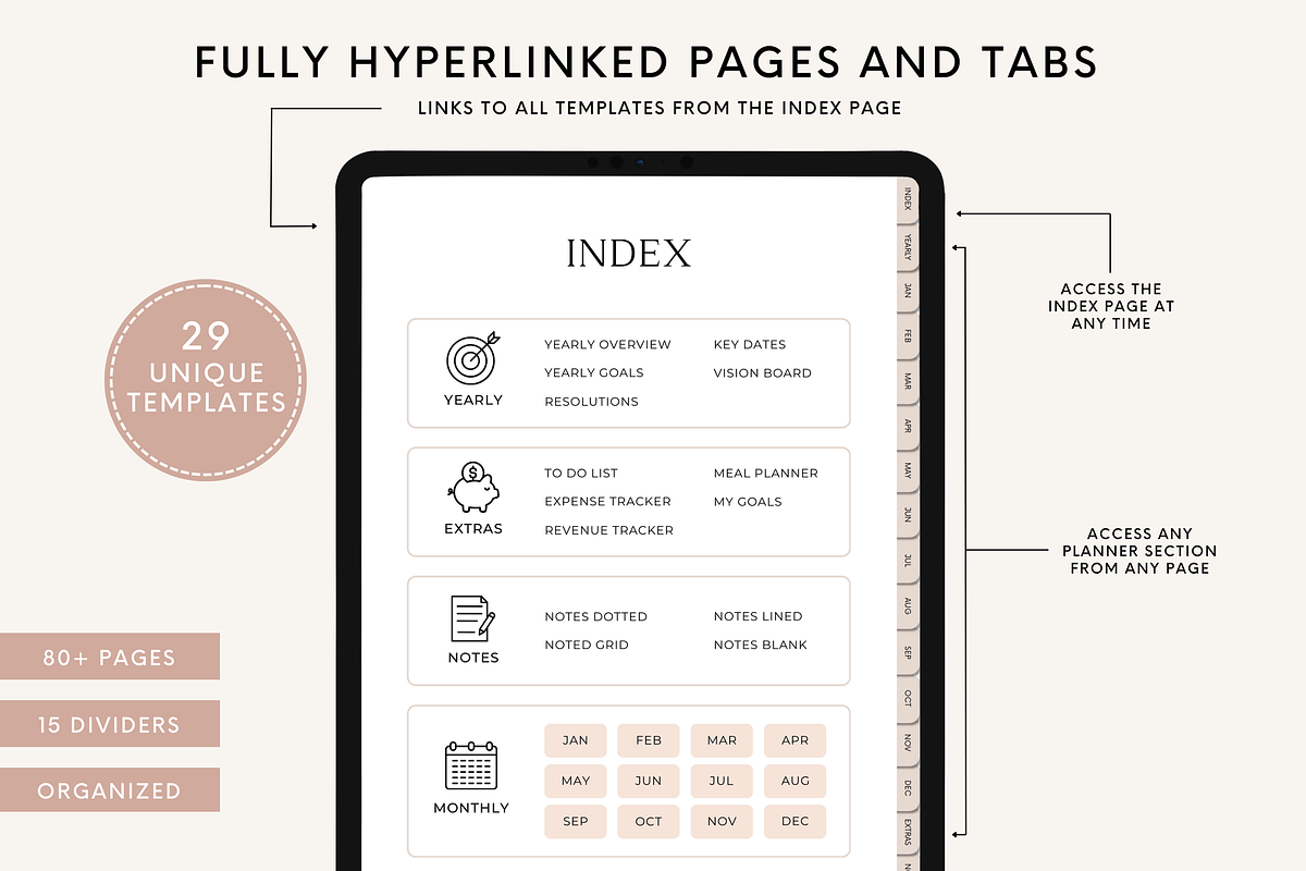 2026 Digital Life Planner for iPad, a Templates & Theme by HoneyGlowStudioCo (Photo 2 of 10)