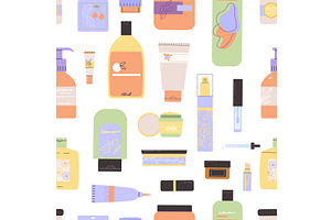 cosmetics tubes pattern. cartoon, an Object Illustration by Multigon