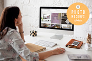 Woman using iMac - 12 photo mockups, a Household Mockup by show it better (Thumbnail 1 of 5)