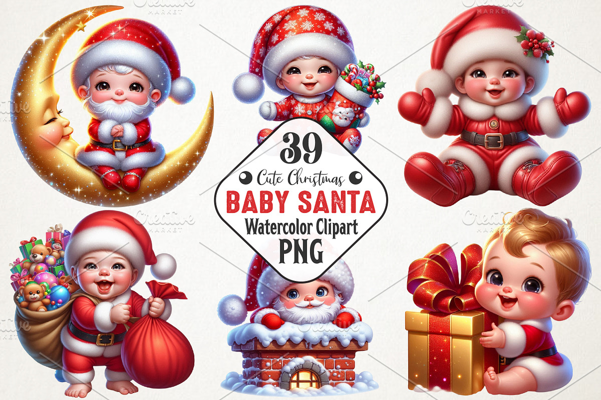 Cute Christmas Baby Santa Sublimatio, an Illustration by RobertsArt (Photo 1 of 5)