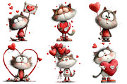 Watercolor Cute Valentines Kittens, an Illustration by Pixels.Craft (Thumbnail 2 of 5)