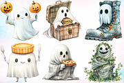 Watercolor Funny Autumn Ghost PNG, a Seasonal Illustration by Canvas Craft (Thumbnail 3 of 8)