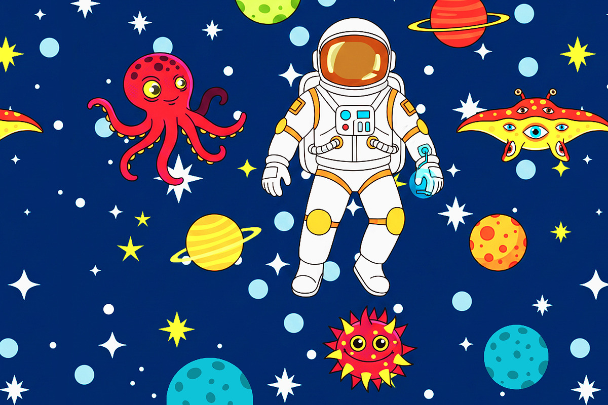 Space Man Exploration Seamless Repea, a Pattern Graphic by Sharon Schwalbe (Photo 2 of 2)