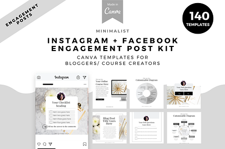 Minimalist Engagement Post Kit Canva, a Marketing Template by The Blog Creative
